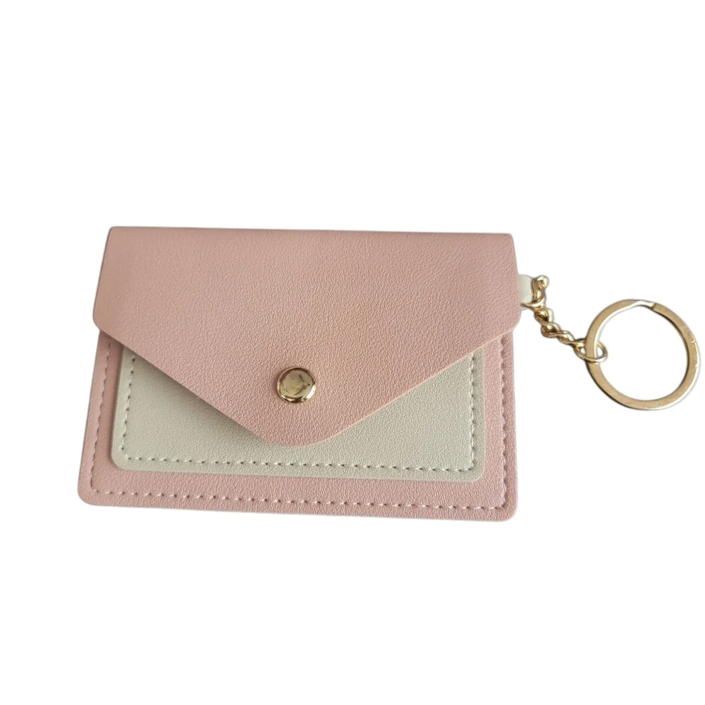 Pink and Cream Card Holder Keychain